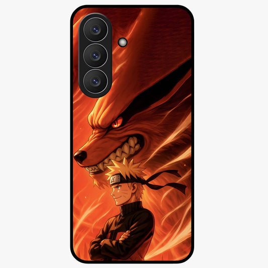 Nine Tails Legacy Glass Case showing flat back view with powerful nine-tailed fox inspired artwork and glossy glass finish.