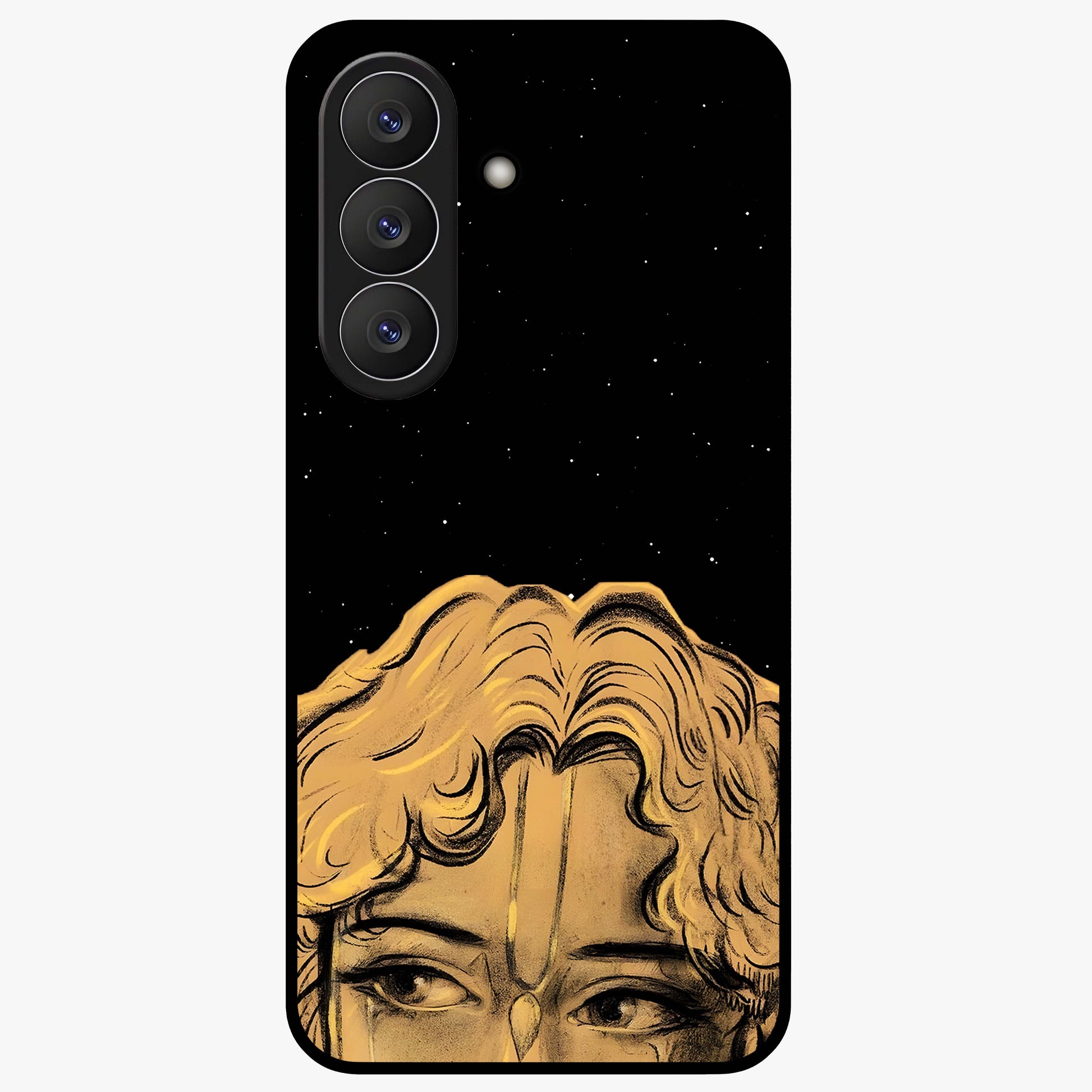 Shri Krishna Art Glass Case showing flat back view with devotional Krishna artwork and glossy glass finish.