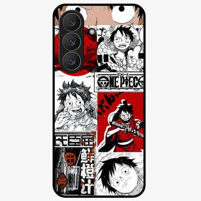 Strawhat Chaos Panels Glass Case showing flat back view with anime inspired chaos panel artwork and glossy glass finish.