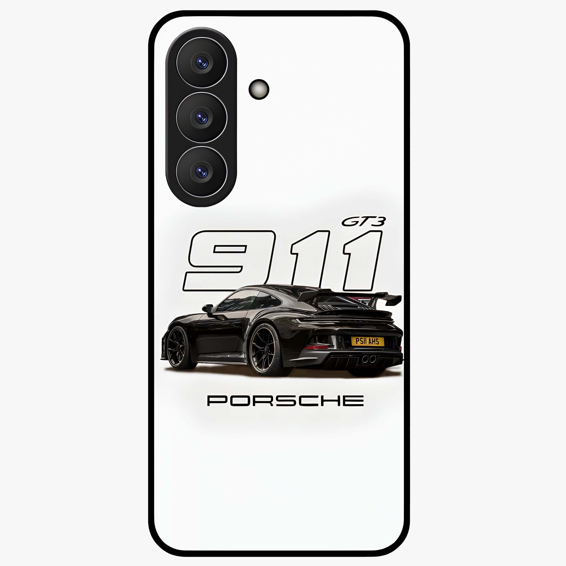 Turbo Legacy Icon Glass Case showing flat back view with iconic sports car inspired artwork and glossy glass finish.