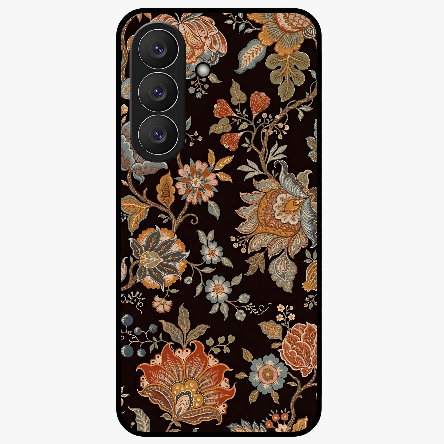 Vintage Floral Dream Glass Case showing flat back view with classic floral artwork and glossy glass finish.