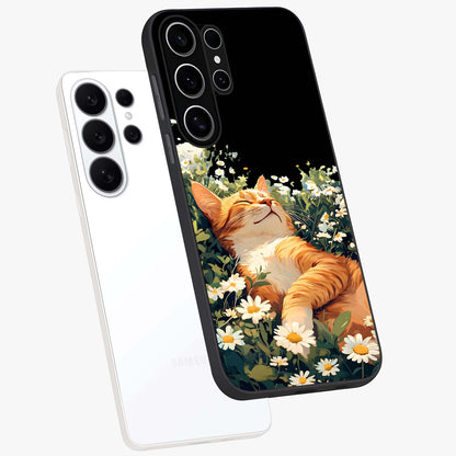 Blissful Bloom Cat Glass Case For Samsung Galaxy S26 Ultra