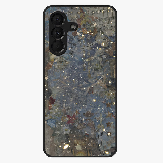 Aesthetic Astrolophia Glass Case showing flat back view with dreamy aesthetic design and glossy glass finish.