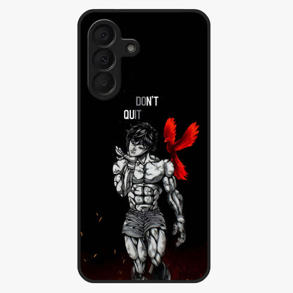 Rise Beyond Limits Glass Case showing flat back view with motivational typography artwork and glossy glass finish.