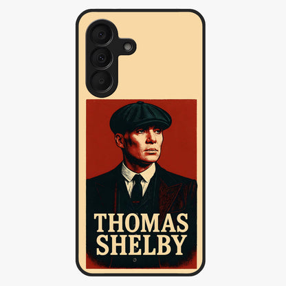 Vintage Mafia Authority Glass Case showing flat back view with bold vintage mafia inspired artwork and glossy glass finish.