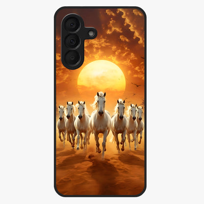 Wild Sunset Majesty Glass Case showing flat back view with majestic sunset landscape artwork and glossy glass finish.