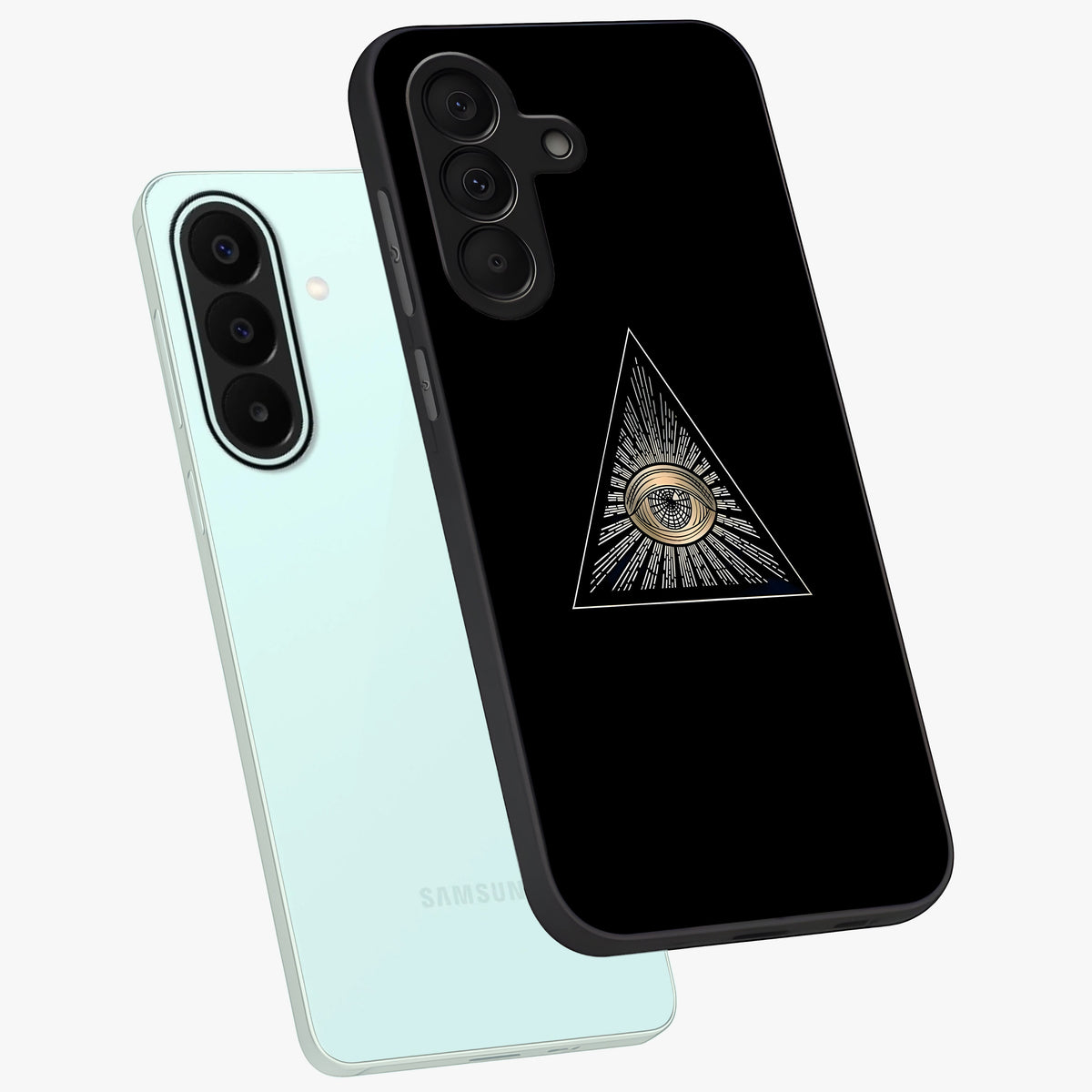 Illuminati Evil Glass Case displayed in angled mockup highlighting dark occult inspired design with bold aesthetic style.