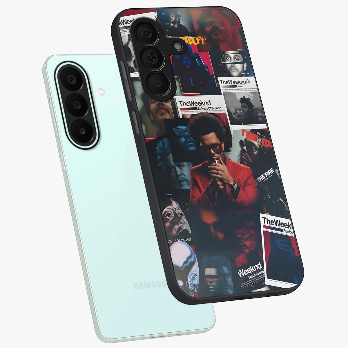 The Weeknd Glass Case displayed in angled mockup highlighting stylish pop culture inspired design with modern aesthetic.