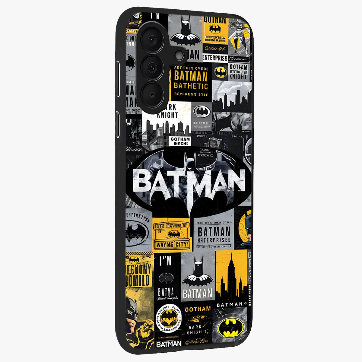 Knight Gotham Rise Glass Case upright view showcasing bold vigilante themed artwork with gothic city vibe.