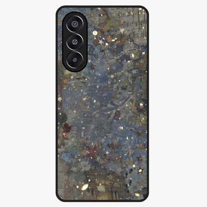 Aesthetic Astrolophia Glass Case showing flat back view with dreamy aesthetic design and glossy glass finish.