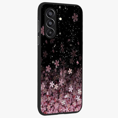 Small Starry Flowers Glass Case upright view showcasing charming floral artwork with dreamy starry theme.