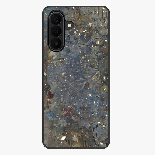 Aesthetic Astrolophia Glass Case showing flat back view with dreamy aesthetic design and glossy glass finish.