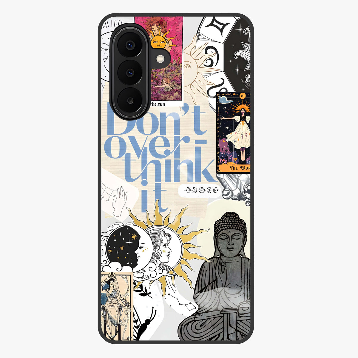 Ethereal Thoughts Glass Case showing flat back view with dreamy artistic artwork and glossy glass finish.