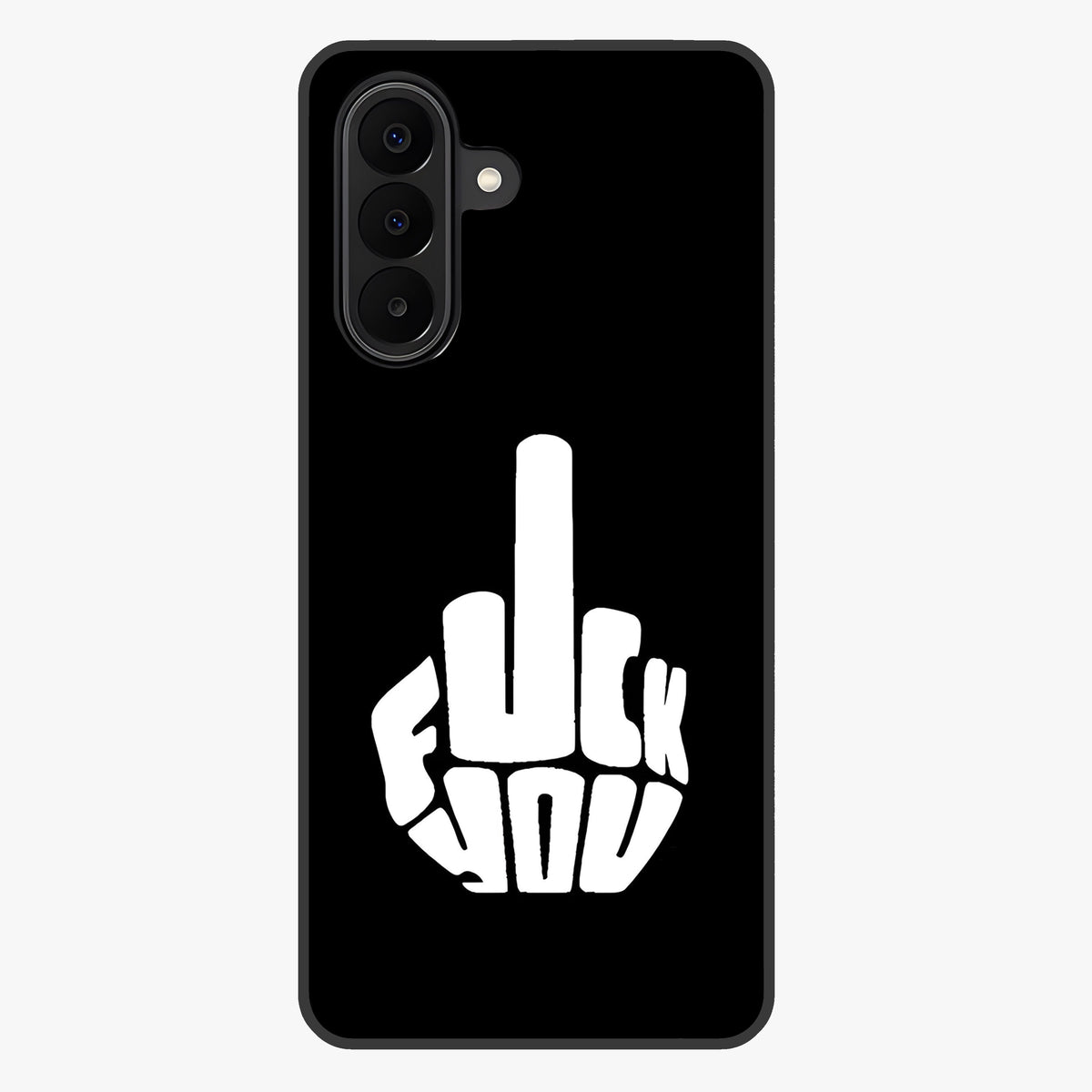 Rebel Mode On Glass Case showing flat back view with bold rebellious typography artwork and glossy glass finish.