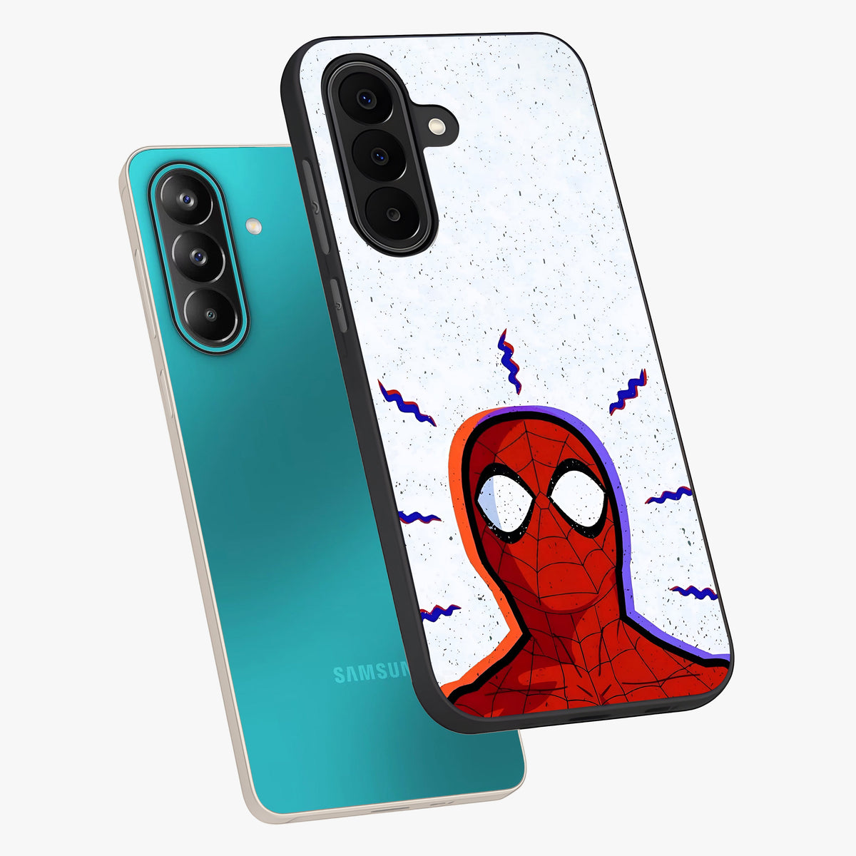 Omg Spiderman Glass Case displayed in angled mockup highlighting dynamic hero illustration with action comic aesthetic.