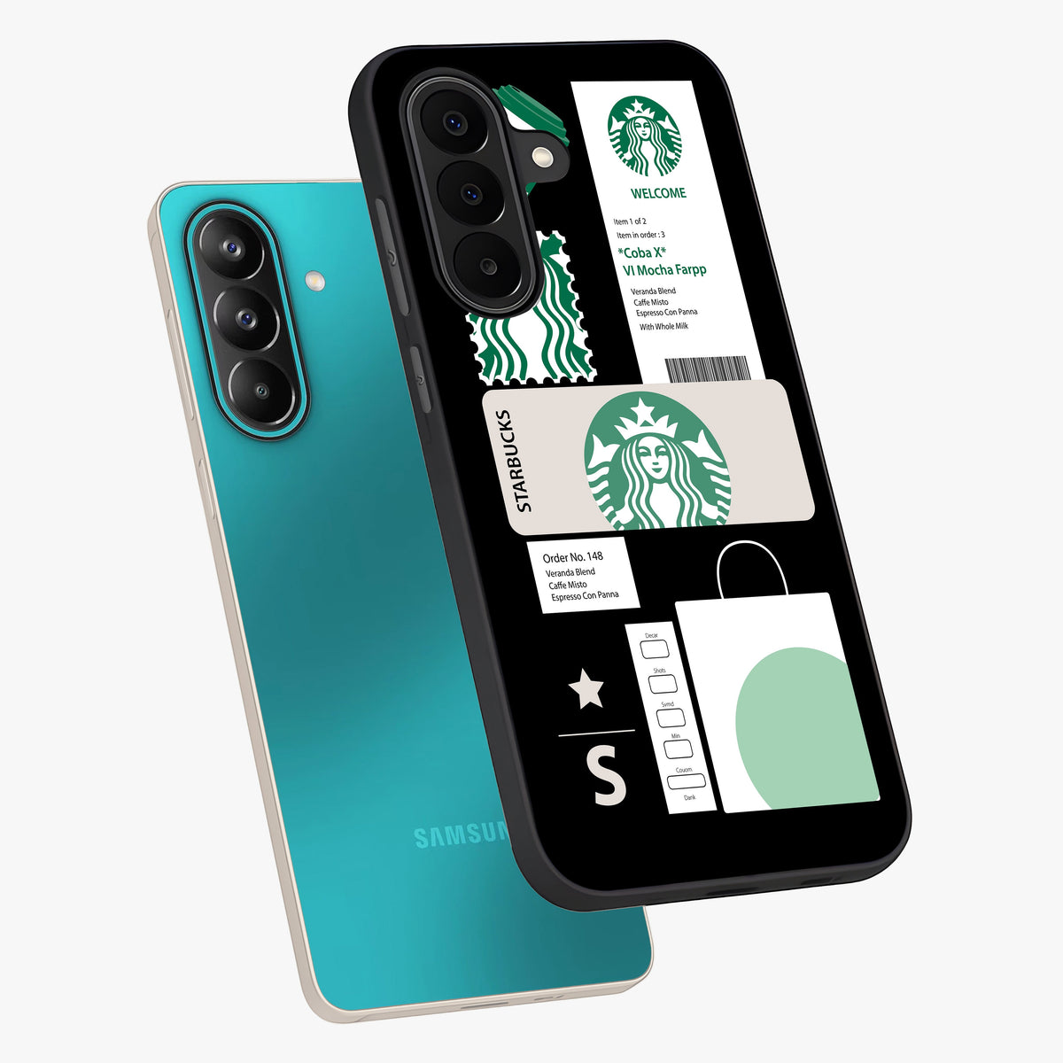 Starbucks Mocha Glass Case displayed in angled mockup highlighting stylish mocha themed design with cozy café aesthetic.