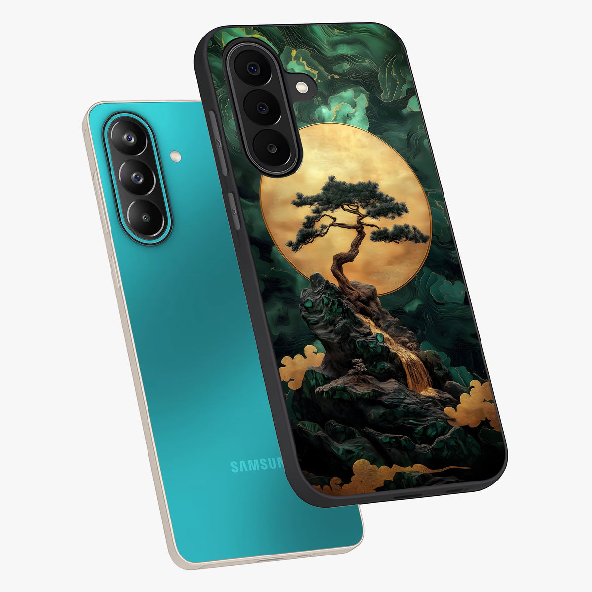 Zen Moon Rise Glass Case displayed in angled mockup highlighting peaceful lunar design with zen aesthetic style.