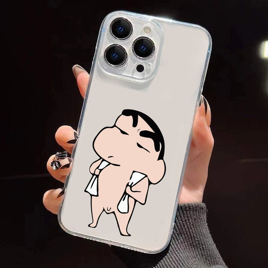 Shinchan Bold With Towel A2 Clear Silicon Case Cover