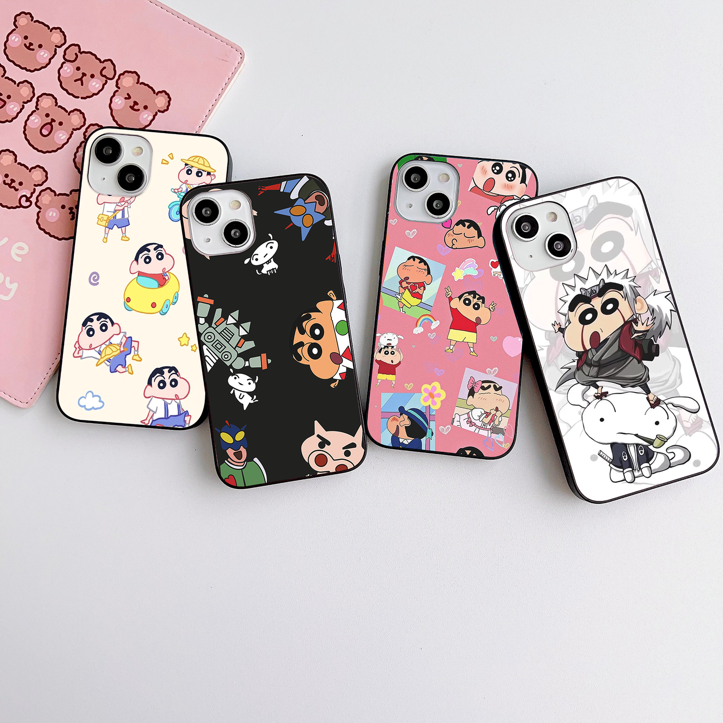 Cute Shinchan Pattern Glass Case