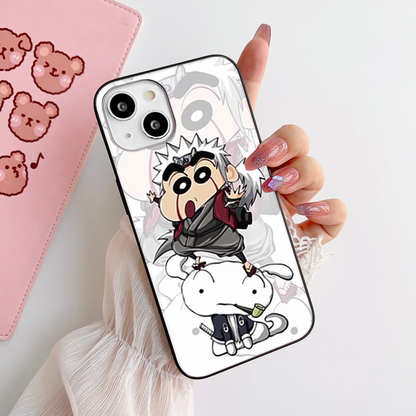 Cute Shinchan Pattern Glass Case