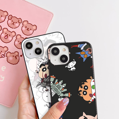 Cute Shinchan Pattern Glass Case