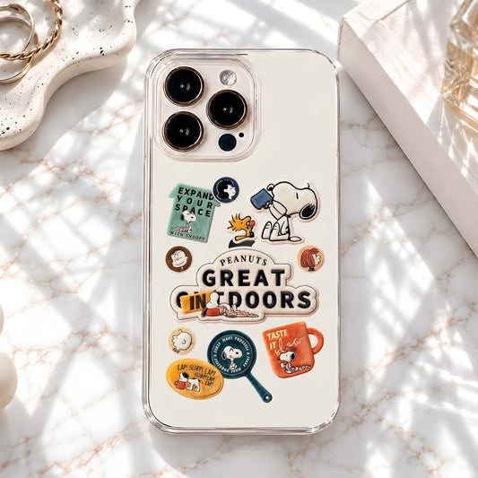 Snoopy Adventure Patches Clear Silicon Cover