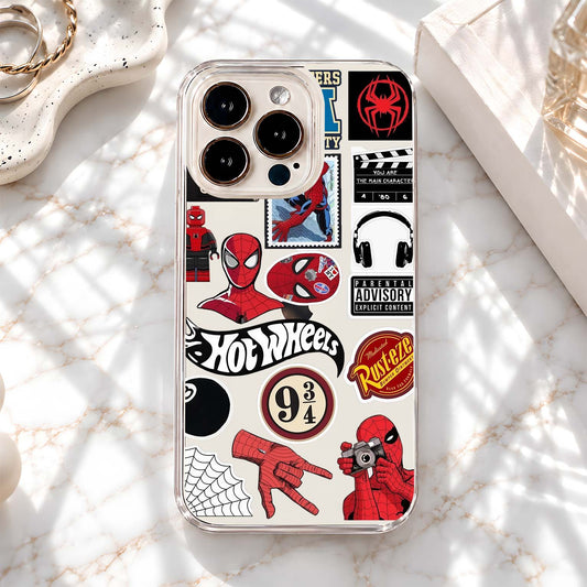 Spiderman Retro Stickers Clear Silicon Cover
