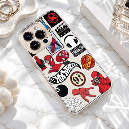 Spiderman Retro Stickers Clear Silicon Cover