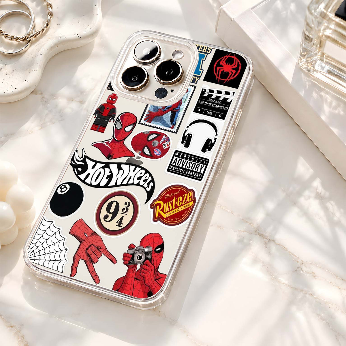 Spiderman Retro Stickers Clear Silicon Cover