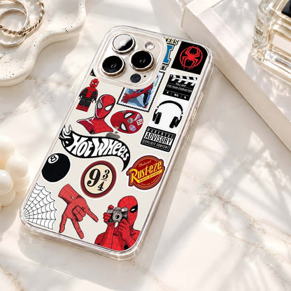 Spiderman Retro Stickers Clear Silicon Cover