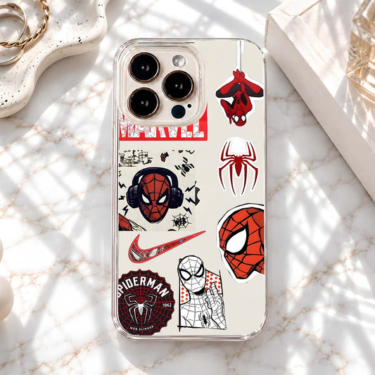 Spiderman Sticker Collage Clear Silicon Cover