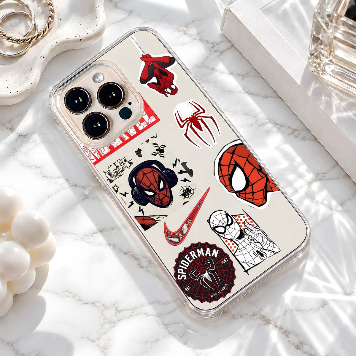 Spiderman Sticker Collage Clear Silicon Cover