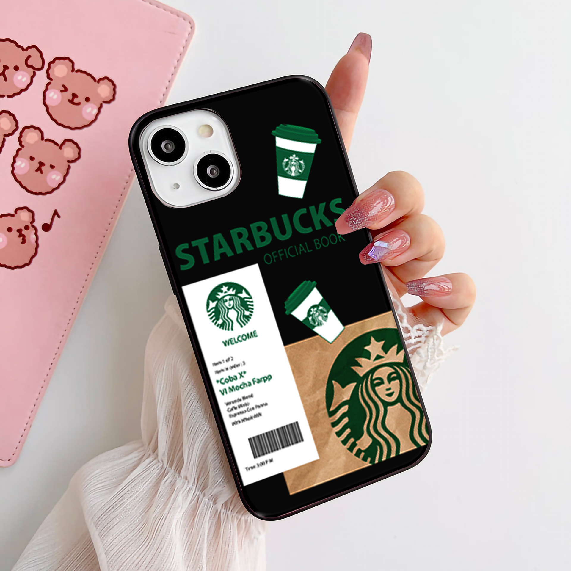 Starbucks Mocha,Teddy, Offical Glass Case – Phone Villa