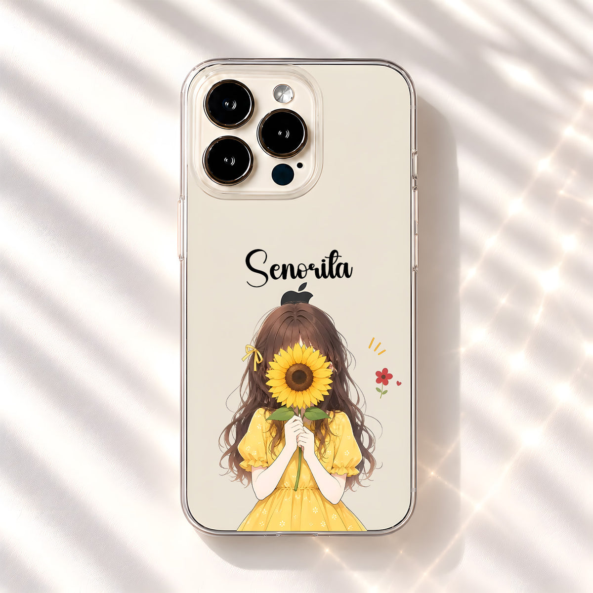 Sunflower Girl Custom Name Clear Silicon Cover