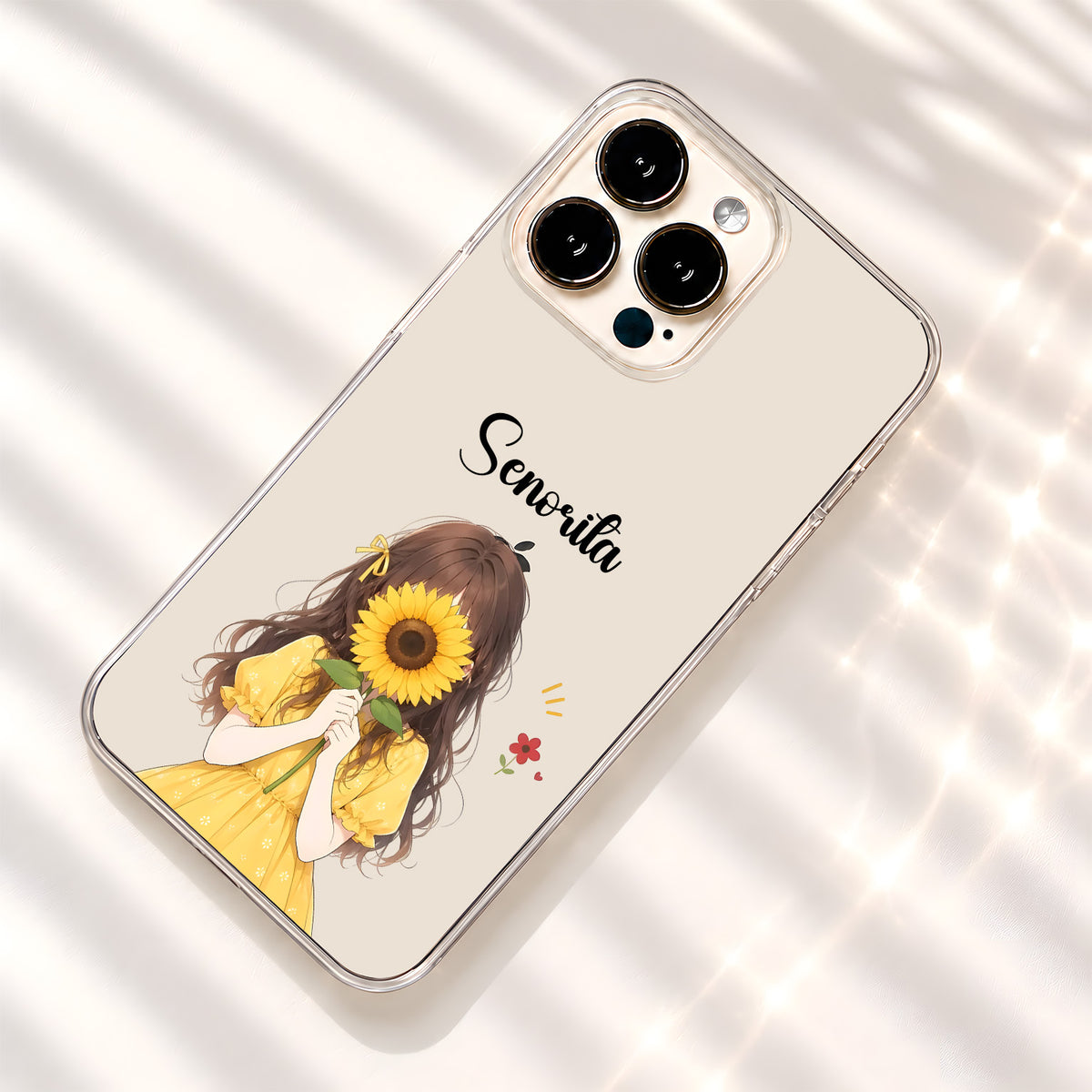 Sunflower Girl Custom Name Clear Silicon Cover