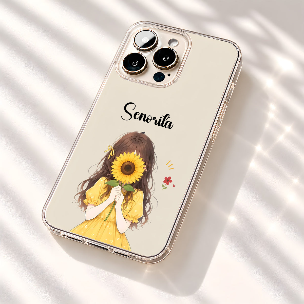 Sunflower Girl Custom Name Clear Silicon Cover