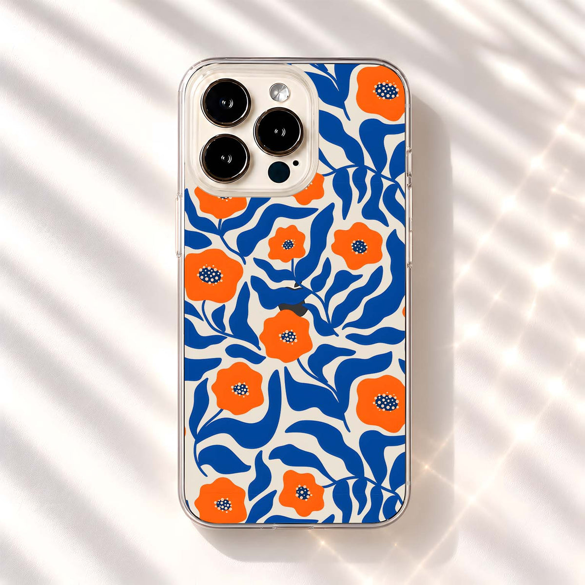 Tangerine Cobalt Blooms Clear Silicon Cover