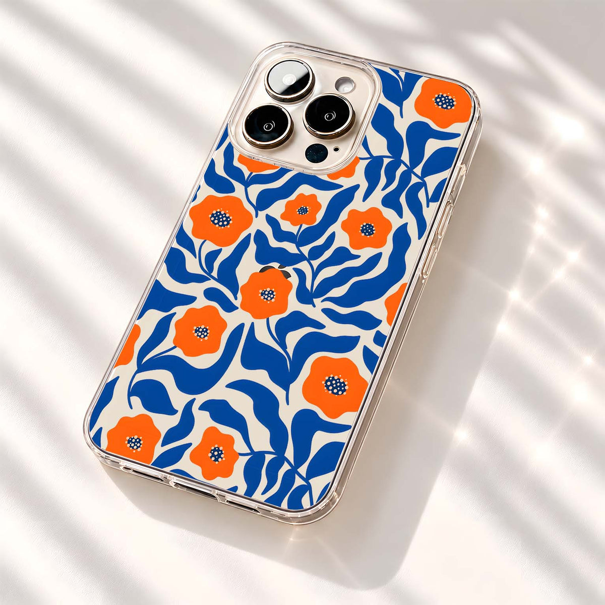 Tangerine Cobalt Blooms Clear Silicon Cover