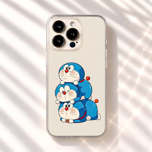 Triple Doraemon Cuteness Clear Silicon Cover