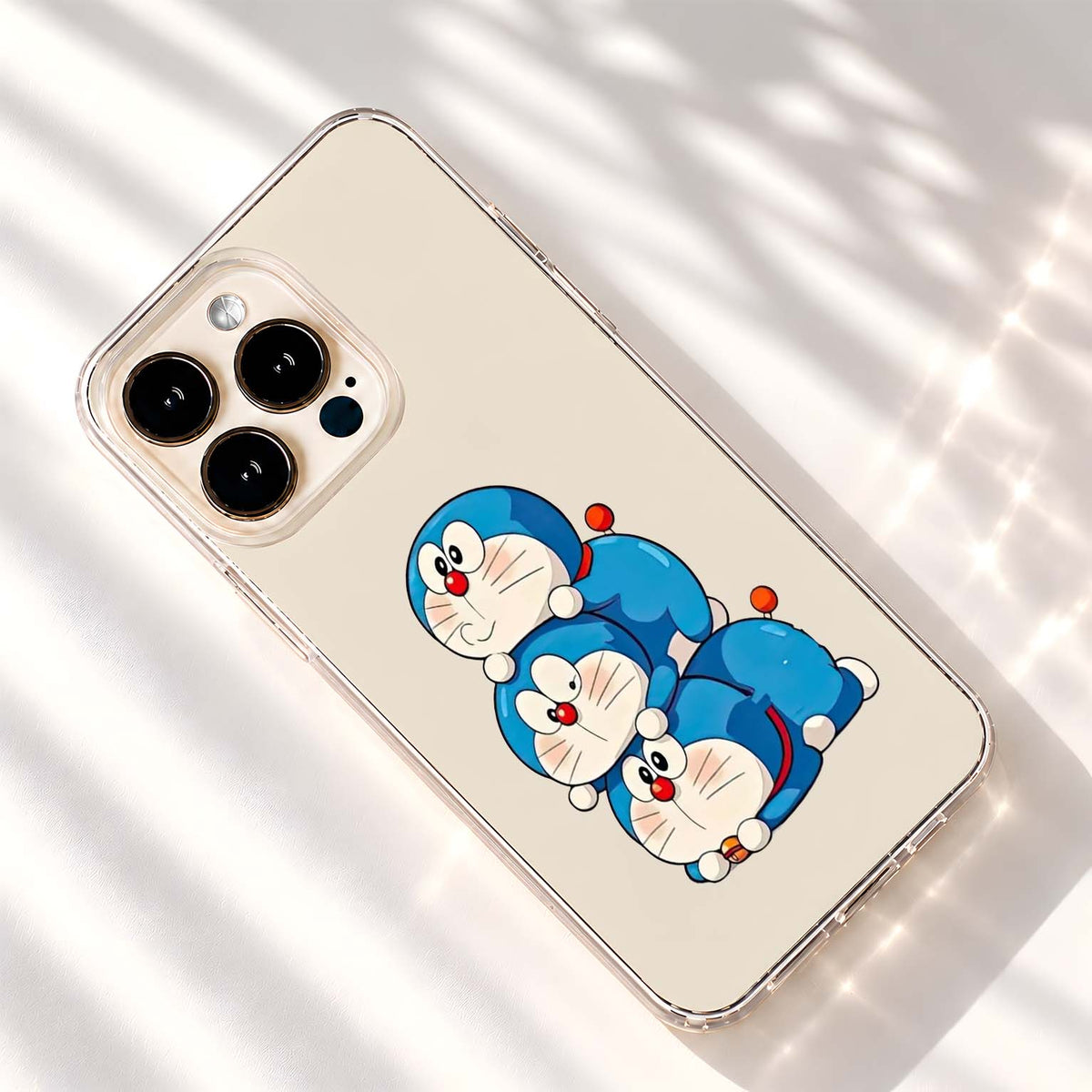 Triple Doraemon Cuteness Clear Silicon Cover