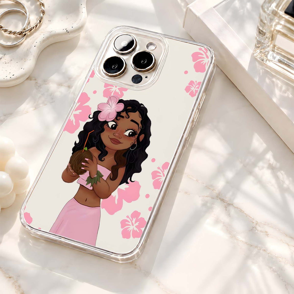 Tropical Coconut Girl Clear Silicon Cover