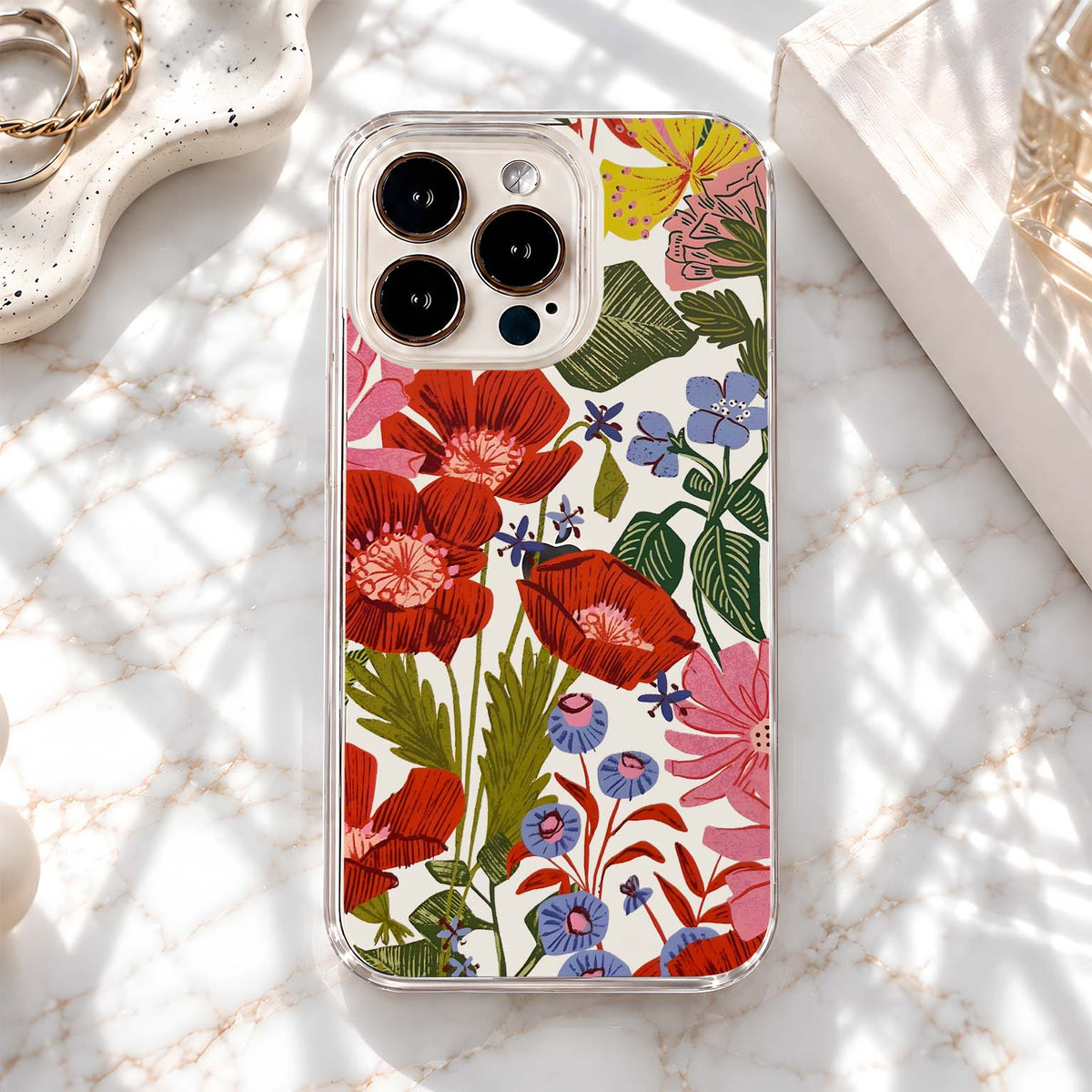 Tropical Floral Pattern Clear Silicon Cover