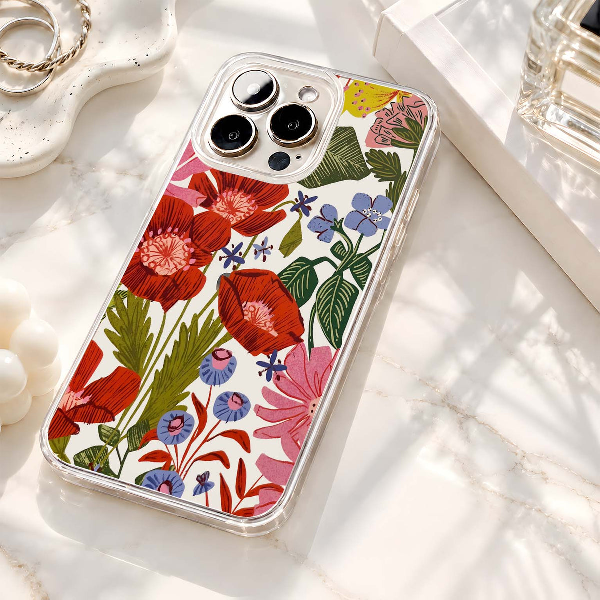 Tropical Floral Pattern Clear Silicon Cover