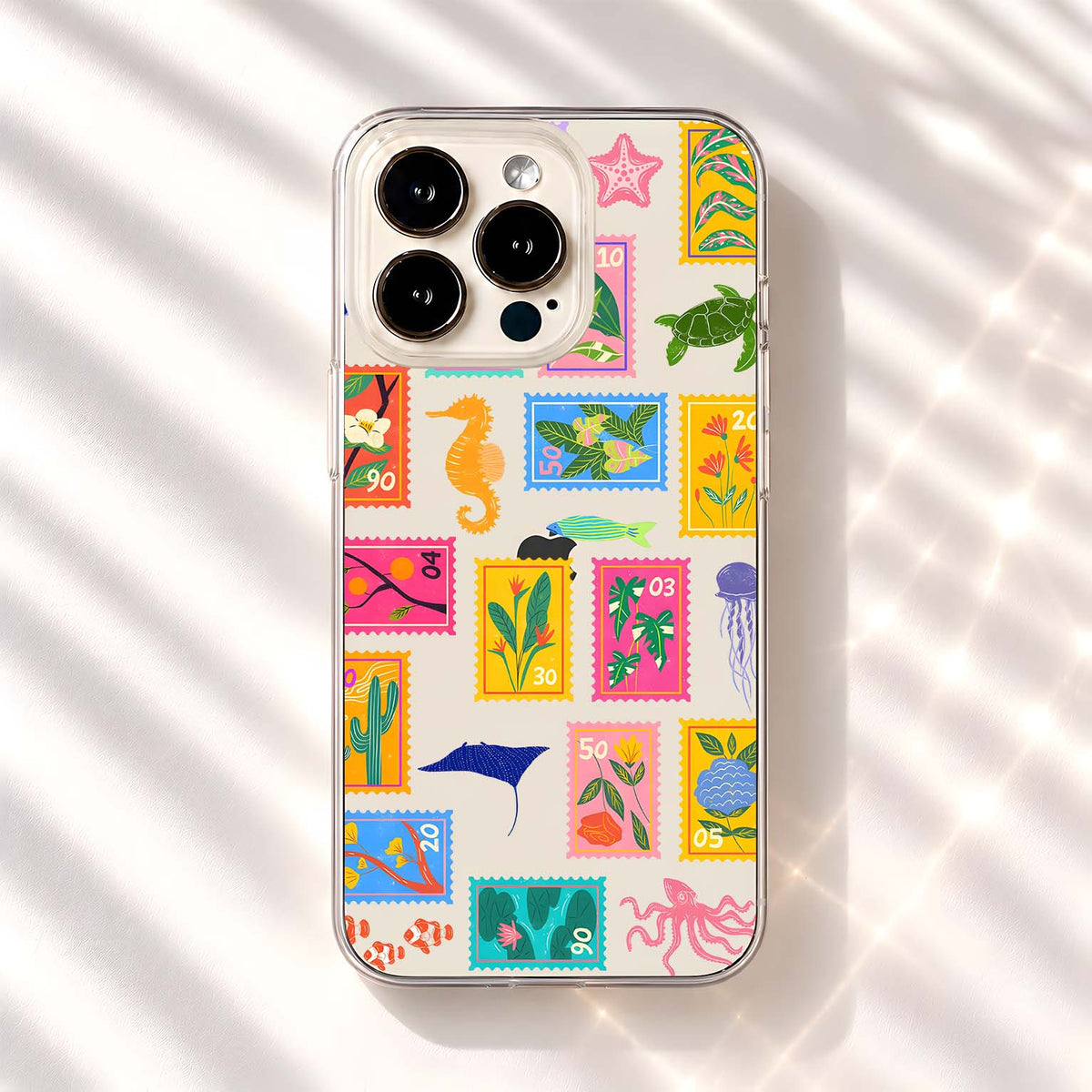 Tropical Stamp Collection Clear Silicon Cover