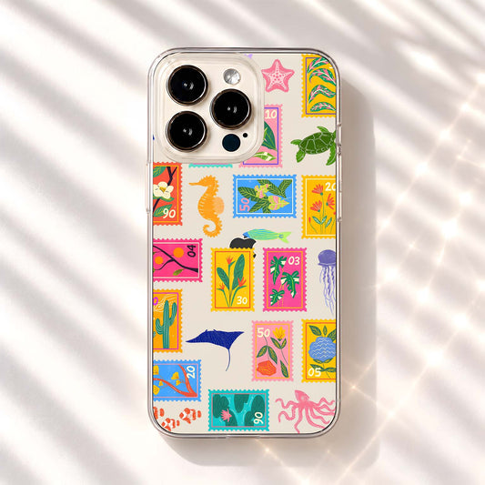 Tropical Stamp Collection Clear Silicon Cover