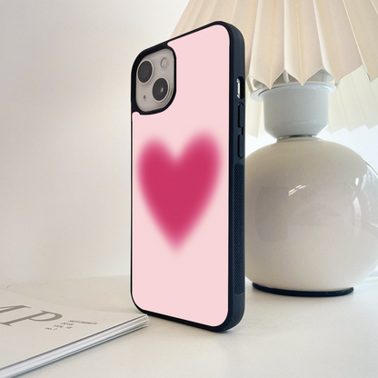 Pink Aura Heart Glass Case