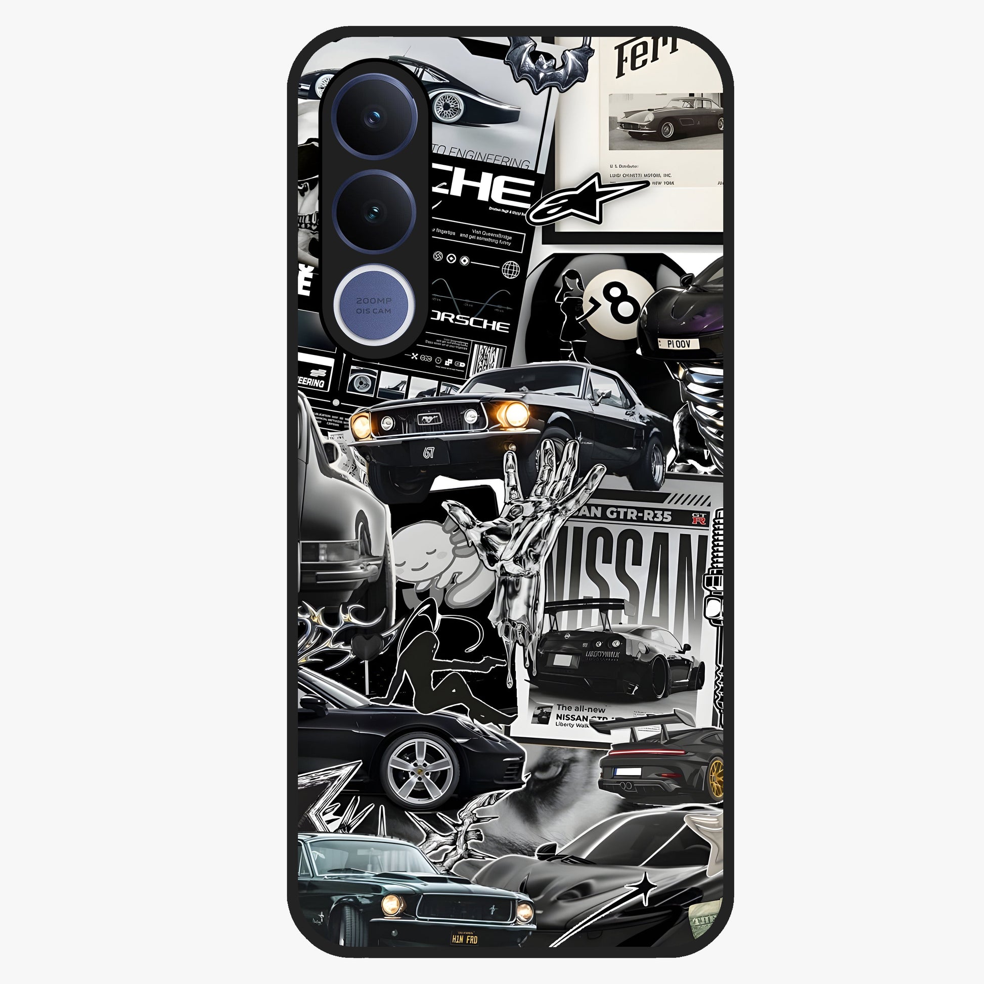 Aesthetic Dark Love Glass Case showing flat back view with dark romantic artwork and glossy glass finish.