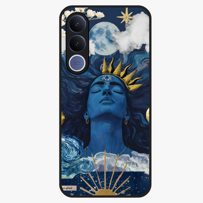 Aesthetic Lord Shiva Glass Case showing flat back view with divine Shiva artwork and glossy glass finish.