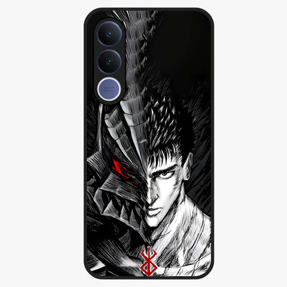 Berserker Blood Oath Glass Case showing flat back view with fierce warrior inspired artwork and glossy glass finish.