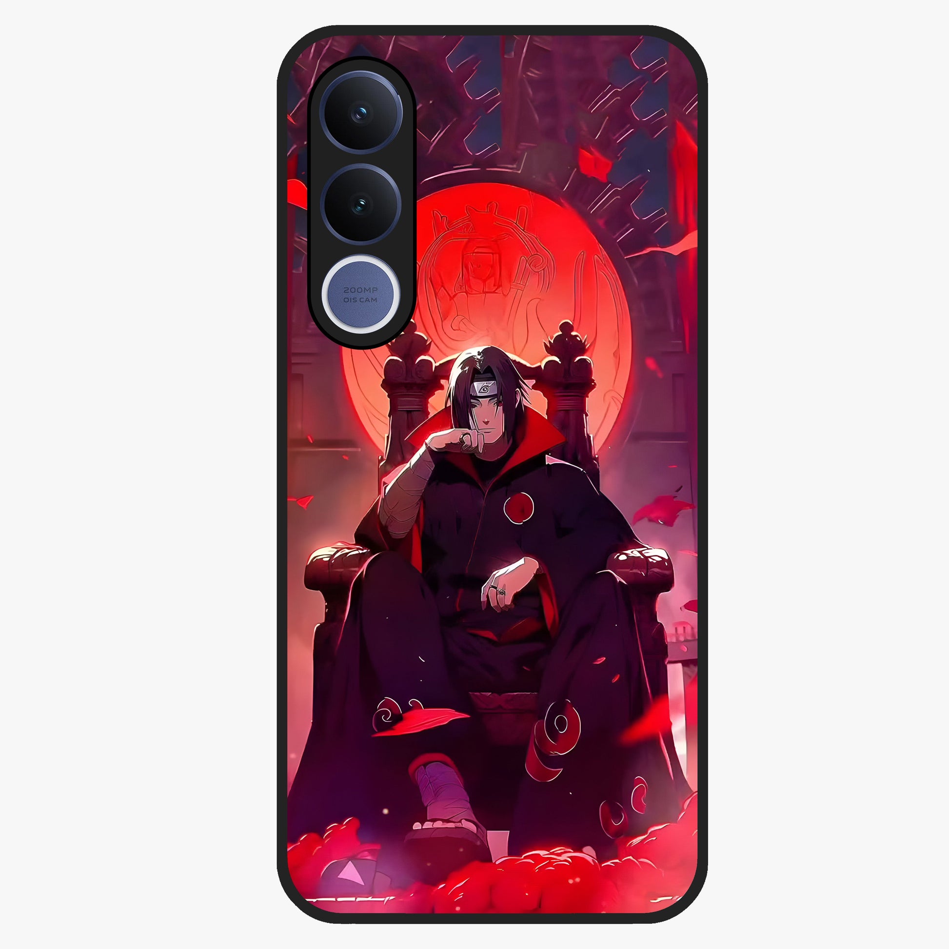Blood Moon Sovereign Glass Case showing flat back view with mystical blood moon artwork and glossy glass finish.